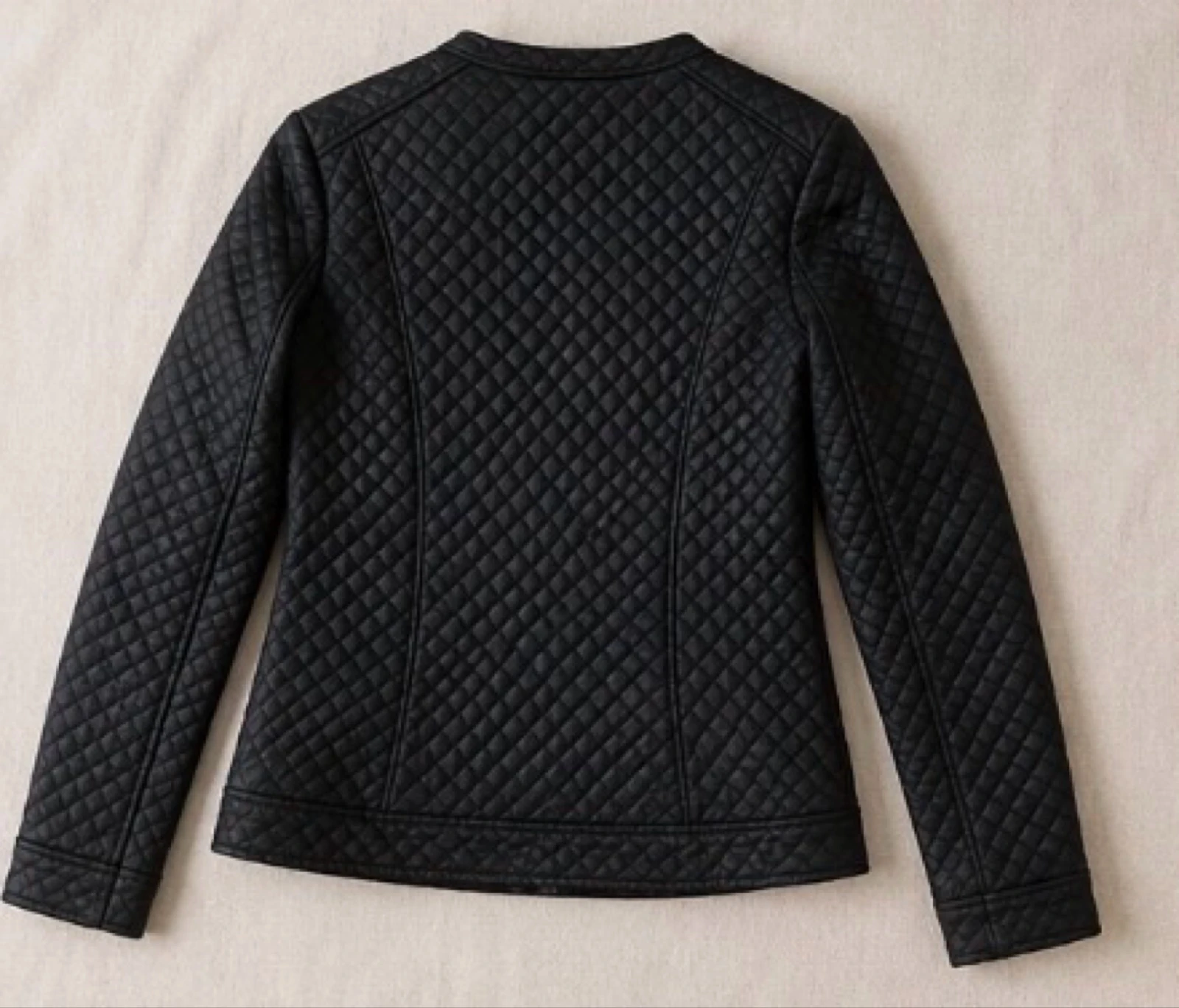 Zafira Vestido preto acolchoado estilo biker com zíper tamanho 40 elegante – photo 3